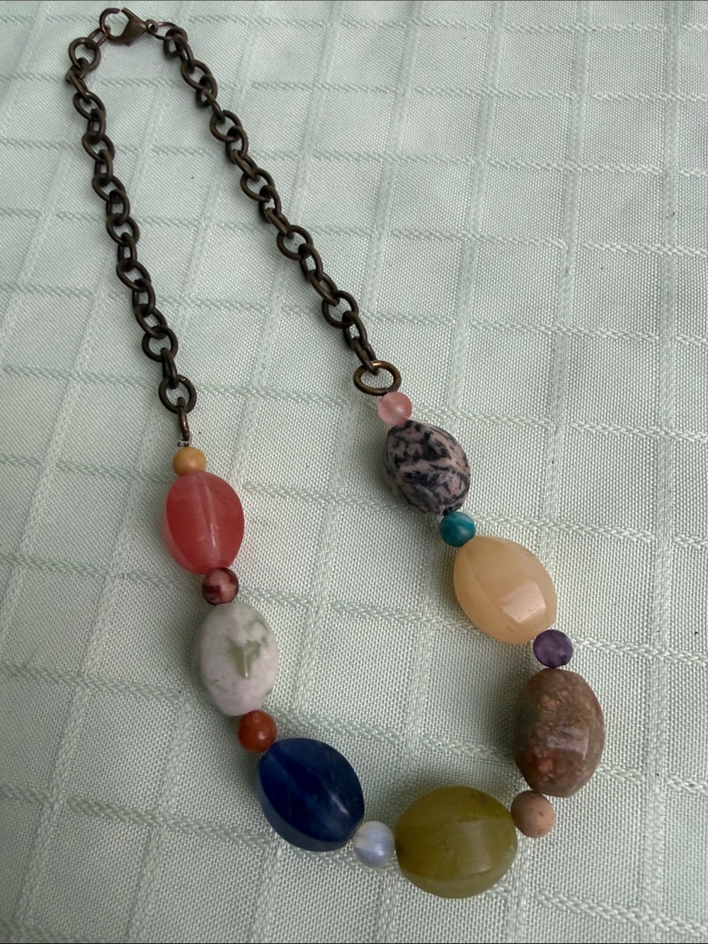 Vintage Multicolor Semi-Precious Bead Statement Necklace